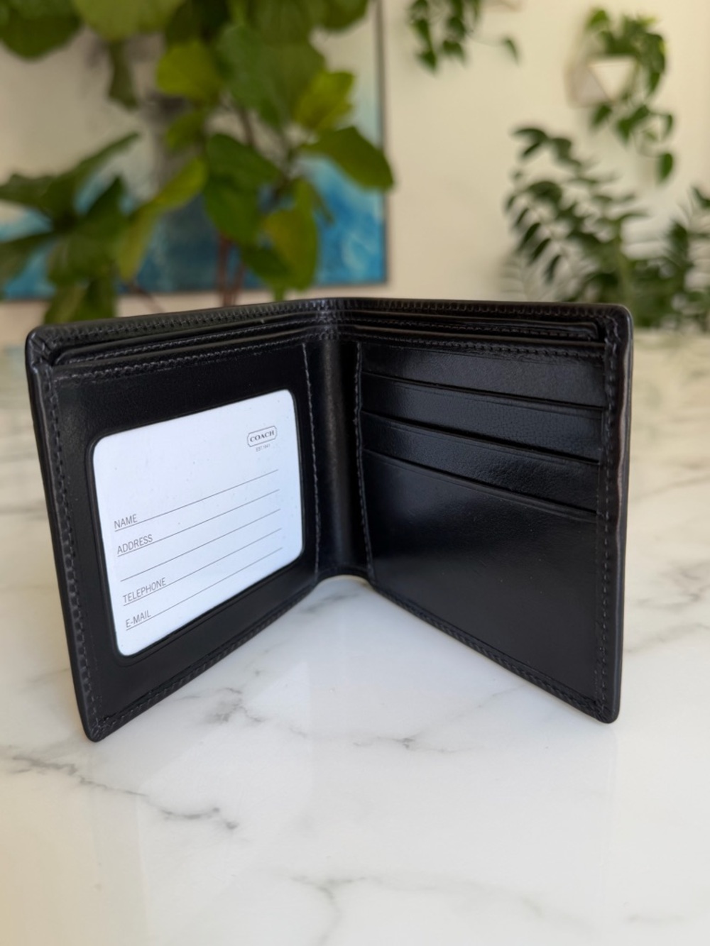 NWT Coach Vintage Water Buffalo Leather Bifold ID Wallet Black 4657 90's Y2K - Picture 5 of 13